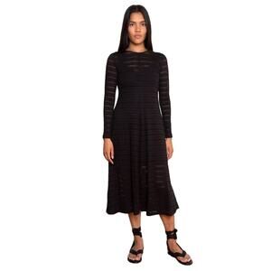 Samsoe Samsoe Women's Black Long Sleeve Jersey Eyelet Lace Miriam Dress Size‎ XL